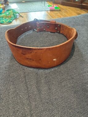 Vintage Bollinger Wide Leather Weightlifting Belt with Sun Emblem